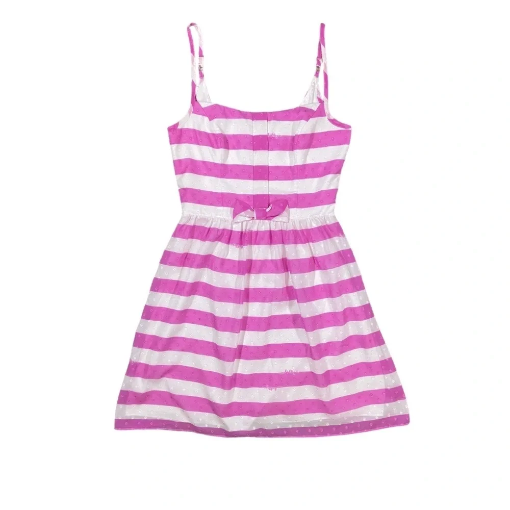 Lilly Pulitzer Pink Stripe Fit & Flare Mini Dress Size 0 Preppy Coquette Resort - Picture 2 of 5